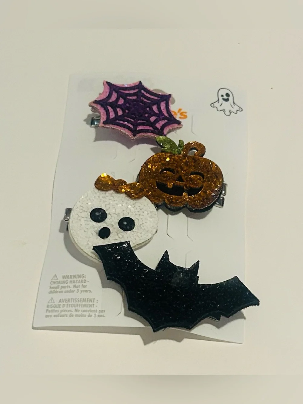 Claire's Glitter Halloween Hair Clips Orange Pumpkin Ghost Black Bat Spider Web